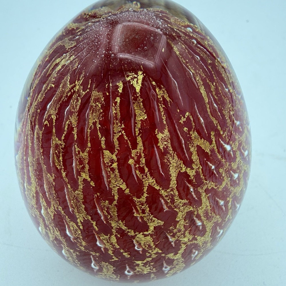 Gumps Italian Red Art‎ Glass  Paperweight Gold Aventurine Murano Italy #2614